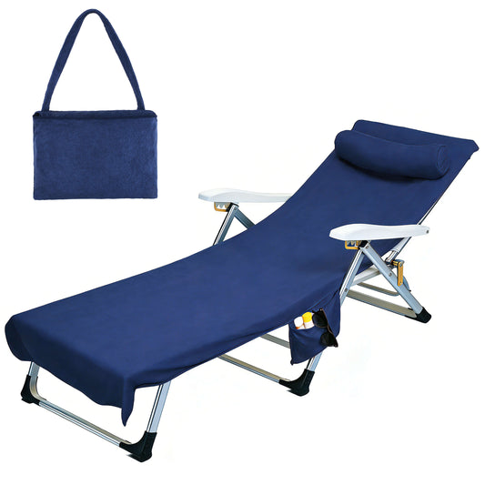 Beach Chair Towel Cover – 250 GSM Lounge Chair Cover with Pockets for Beach & Travel -  product photo