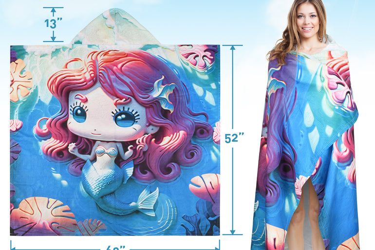Tirrinia Quick Dry Lightweight Beach Poncho Towel With Hood for Adult size chart