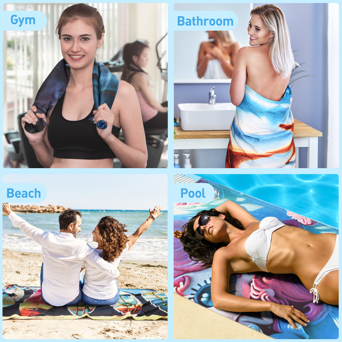 Tirrinia Quick Dry Lightweight Beach Poncho Towel With Hood for Adult back view