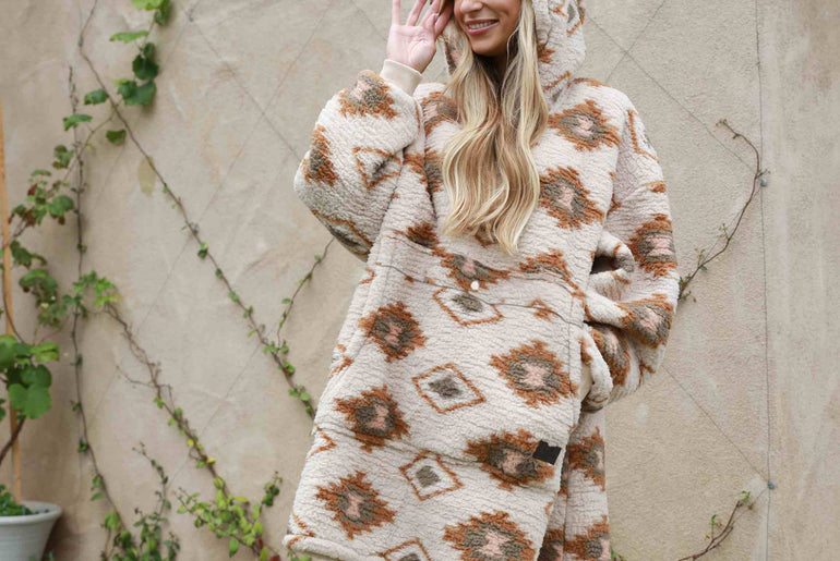 Plaid Oversized Single Layer Hoodie Blanket