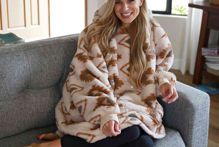 Plaid Oversized Single Layer Hoodie Blanket