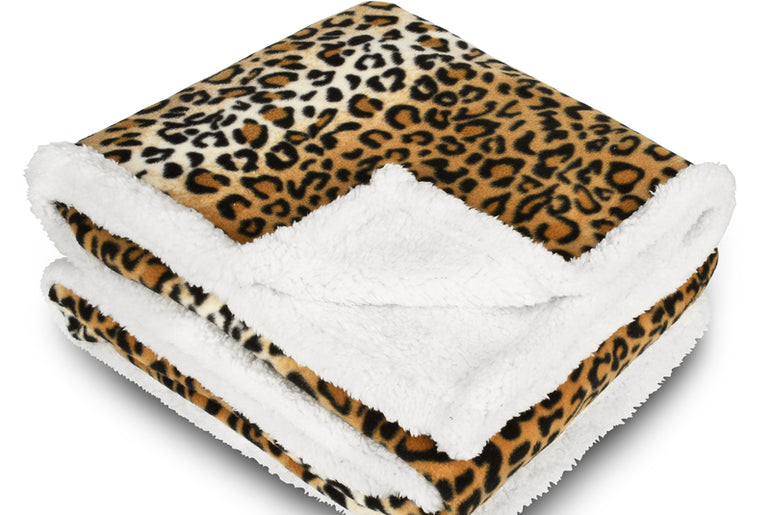 Animal Pattern Sherpa Throw Blanket back view