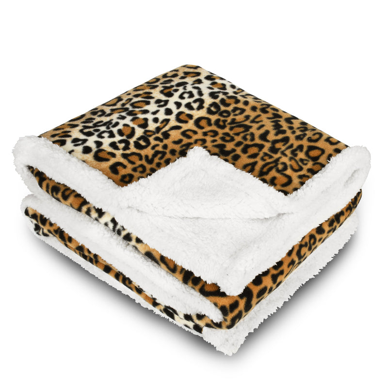 Animal Pattern Sherpa Throw Blanket back view