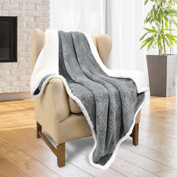 Chevron Sherpa Throw Blanket side view