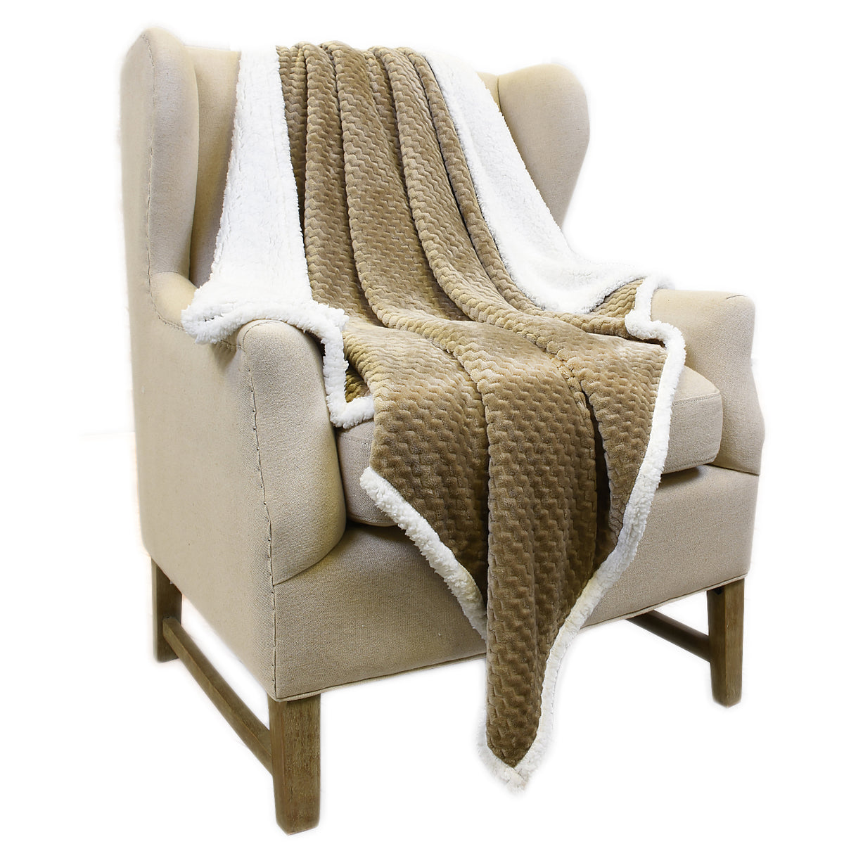 Chevron Sherpa Throw Blanket back view