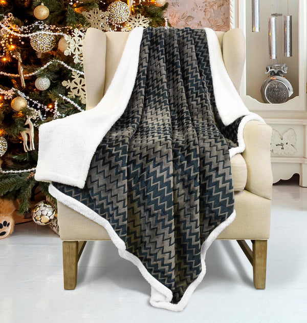 Chevron Plush Sherpa Blanket detail view