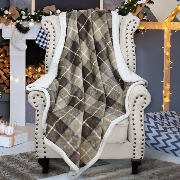 Plaid Sherpa Throw Blanket - Home and Garden product photo