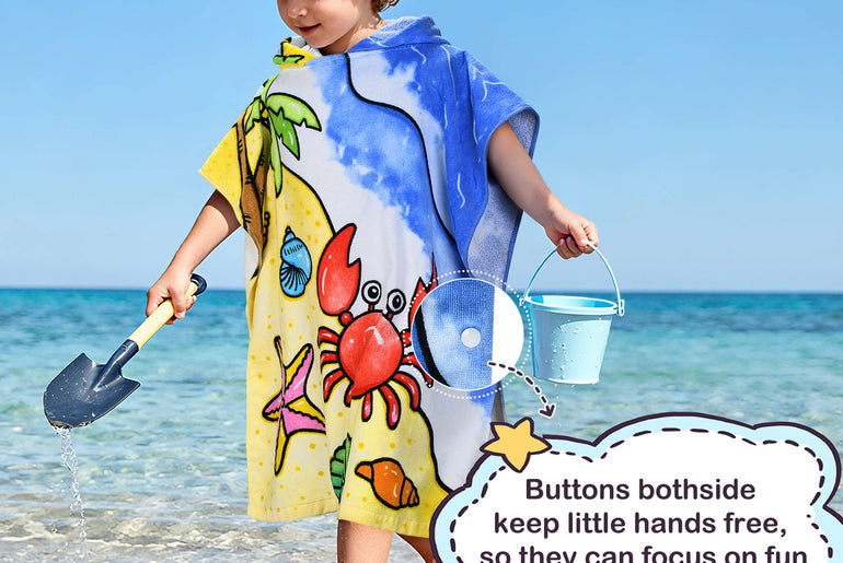 Tirrinia Kids Hooded Beach Towel Poncho – Soft Cotton Quick-Dry Bath & Swim Cover Up