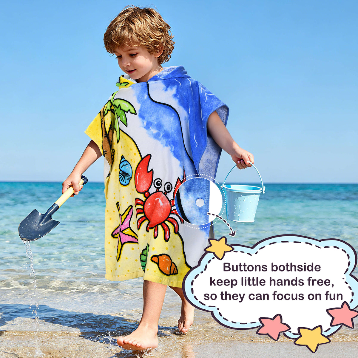Tirrinia Kids Hooded Beach Towel Poncho – Soft Cotton Quick-Dry Bath & Swim Cover Up