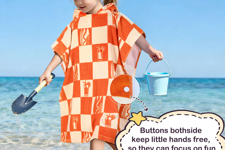 Tirrinia Kids Hooded Beach Towel Poncho – Soft Cotton Quick-Dry Bath & Swim Cover Up
