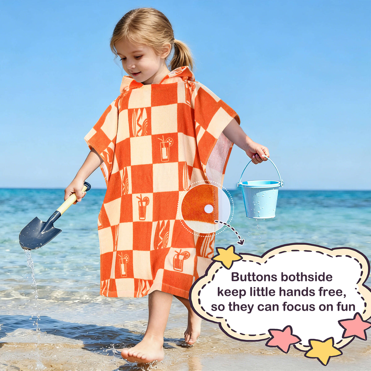 Tirrinia Kids Hooded Beach Towel Poncho – Soft Cotton Quick-Dry Bath & Swim Cover Up