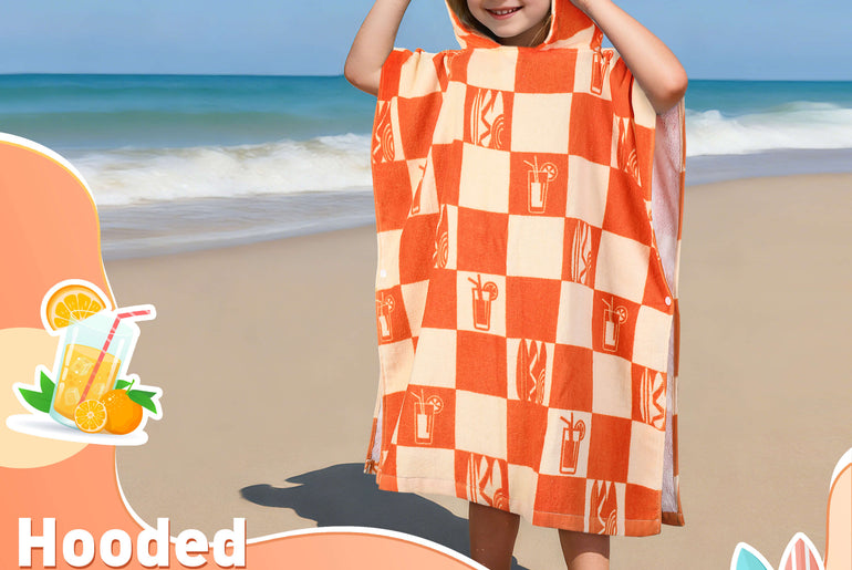 Tirrinia Kids Hooded Beach Towel Poncho – Soft Cotton Quick-Dry Bath & Swim Cover Up