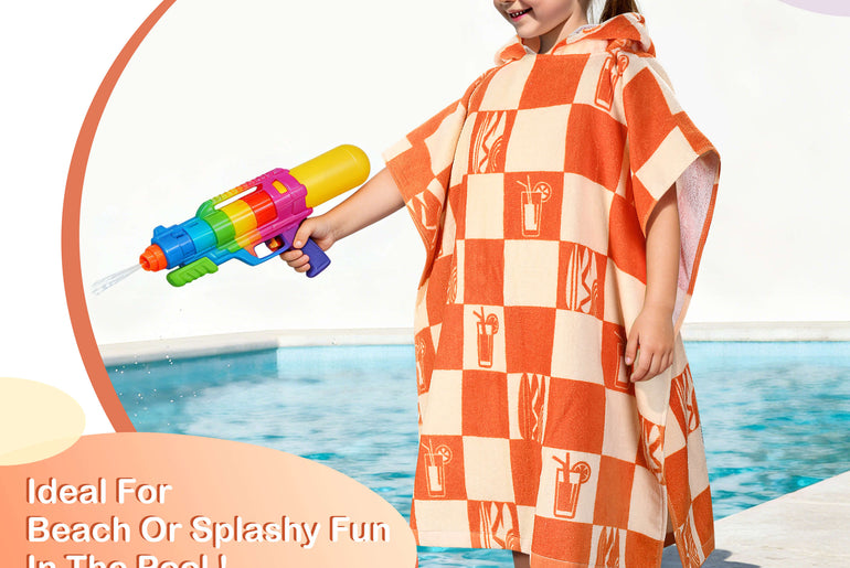 Tirrinia Kids Hooded Beach Towel Poncho – Soft Cotton Quick-Dry Bath & Swim Cover Up