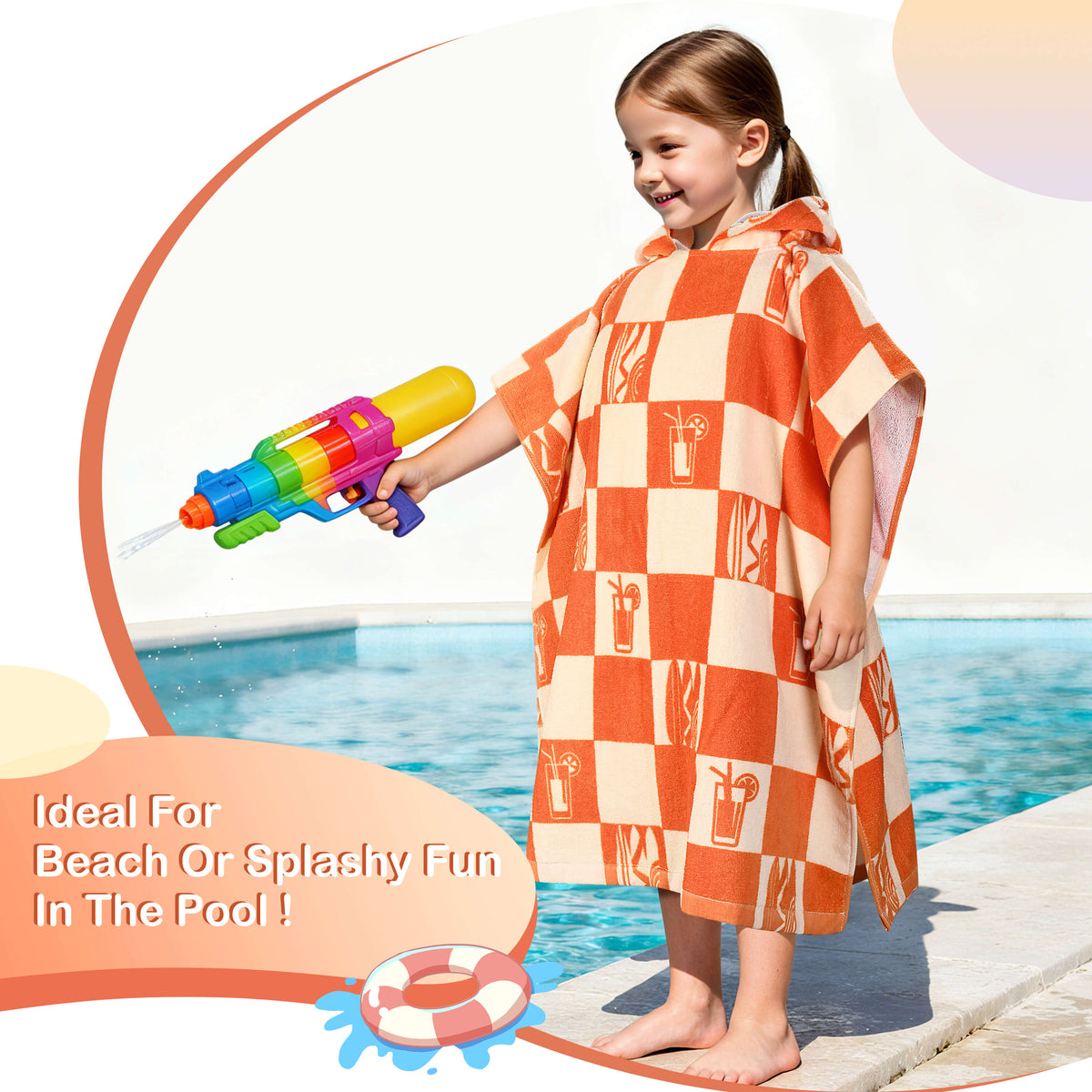 Tirrinia Kids Hooded Beach Towel Poncho – Soft Cotton Quick-Dry Bath & Swim Cover Up