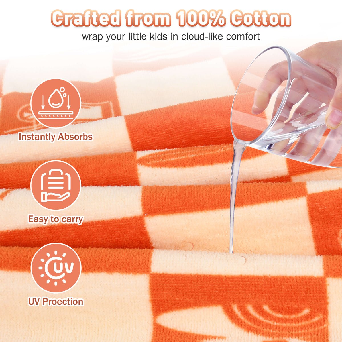 Tirrinia Kids Hooded Beach Towel Poncho – Soft Cotton Quick-Dry Bath & Swim Cover Up