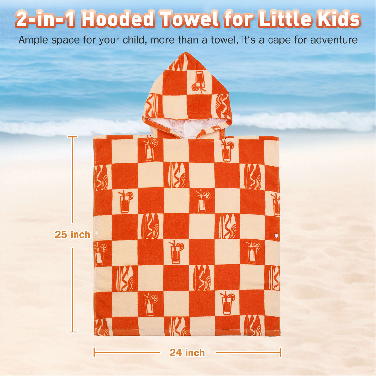 Tirrinia Kids Hooded Beach Towel Poncho – Soft Cotton Quick-Dry Bath & Swim Cover Up