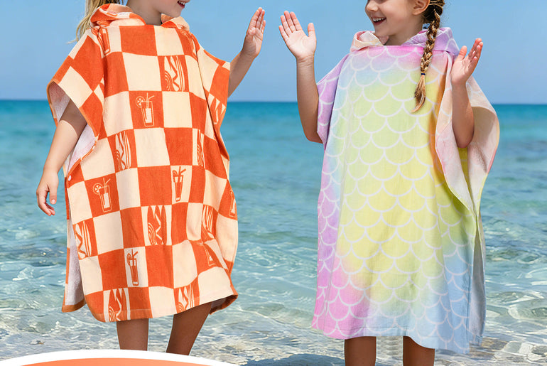 Tirrinia Kids Hooded Beach Towel Poncho – Soft Cotton Quick-Dry Bath & Swim Cover Up