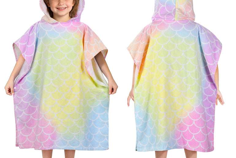 Tirrinia Kids Hooded Beach Towel Poncho – Soft Cotton Quick-Dry Bath & Swim Cover Up