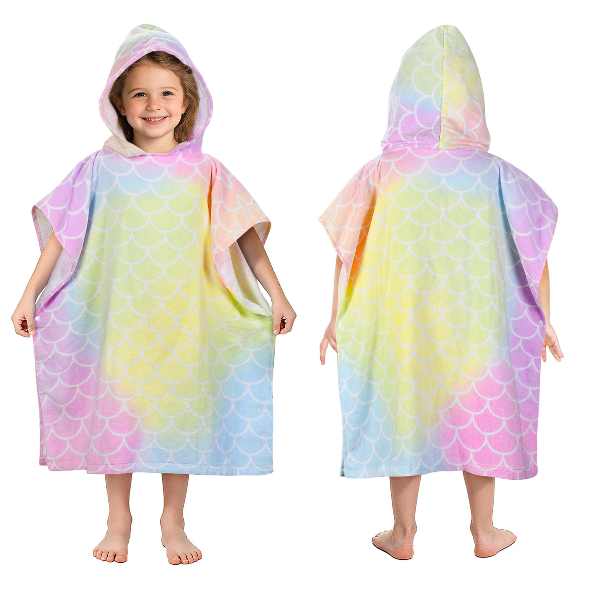 Tirrinia Kids Hooded Beach Towel Poncho – Soft Cotton Quick-Dry Bath & Swim Cover Up