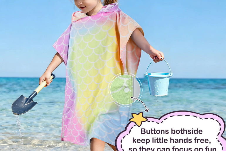 Tirrinia Kids Hooded Beach Towel Poncho – Soft Cotton Quick-Dry Bath & Swim Cover Up