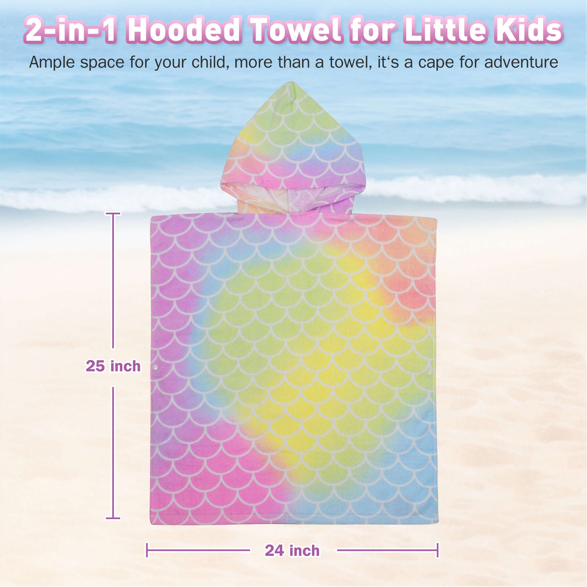 Tirrinia Kids Hooded Beach Towel Poncho – Soft Cotton Quick-Dry Bath & Swim Cover Up