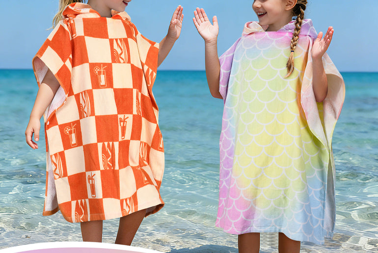 Tirrinia Kids Hooded Beach Towel Poncho – Soft Cotton Quick-Dry Bath & Swim Cover Up