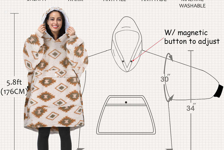 Plaid Oversized Single Layer Hoodie Blanket