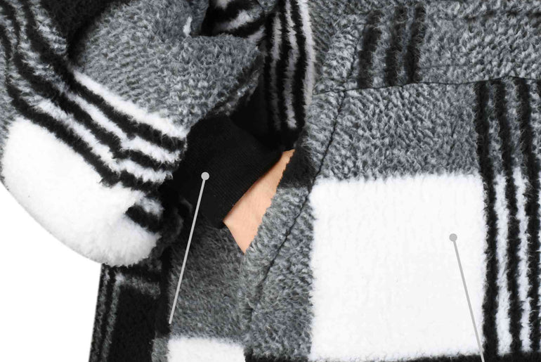 Plaid Oversized Single Layer Hoodie Blanket