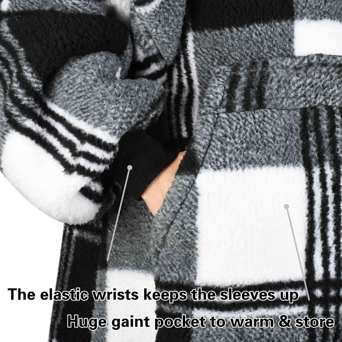 Plaid Oversized Single Layer Hoodie Blanket