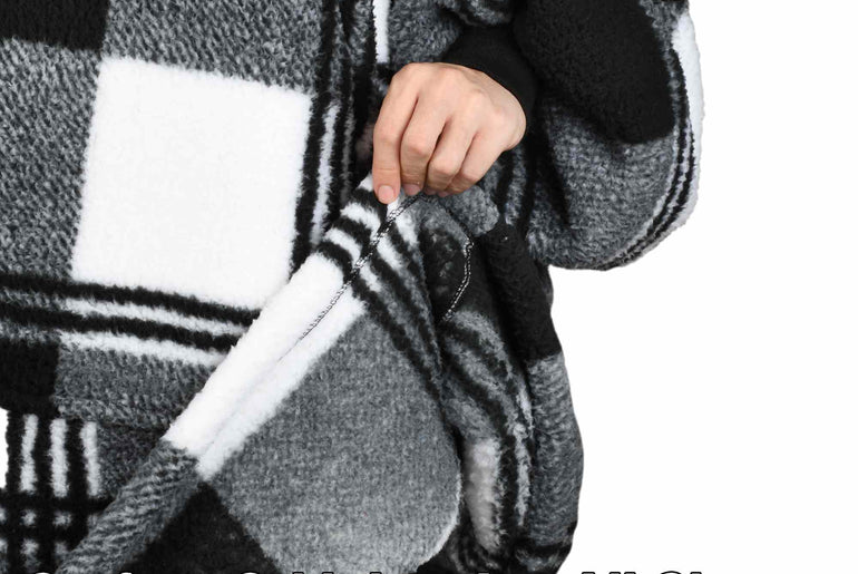 Plaid Oversized Single Layer Hoodie Blanket