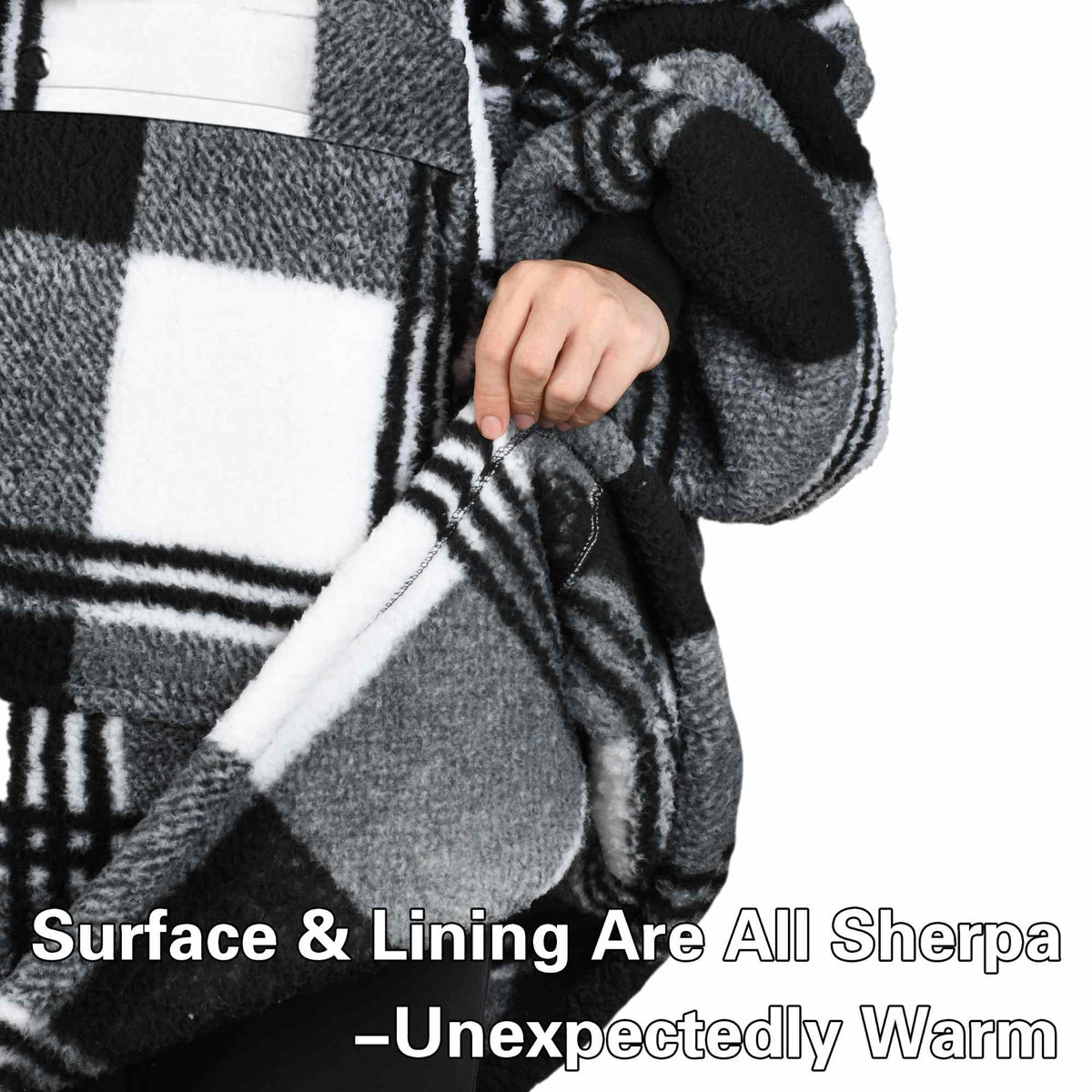Plaid Oversized Single Layer Hoodie Blanket