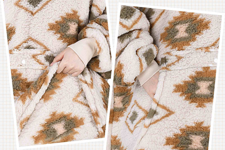 Plaid Oversized Single Layer Hoodie Blanket