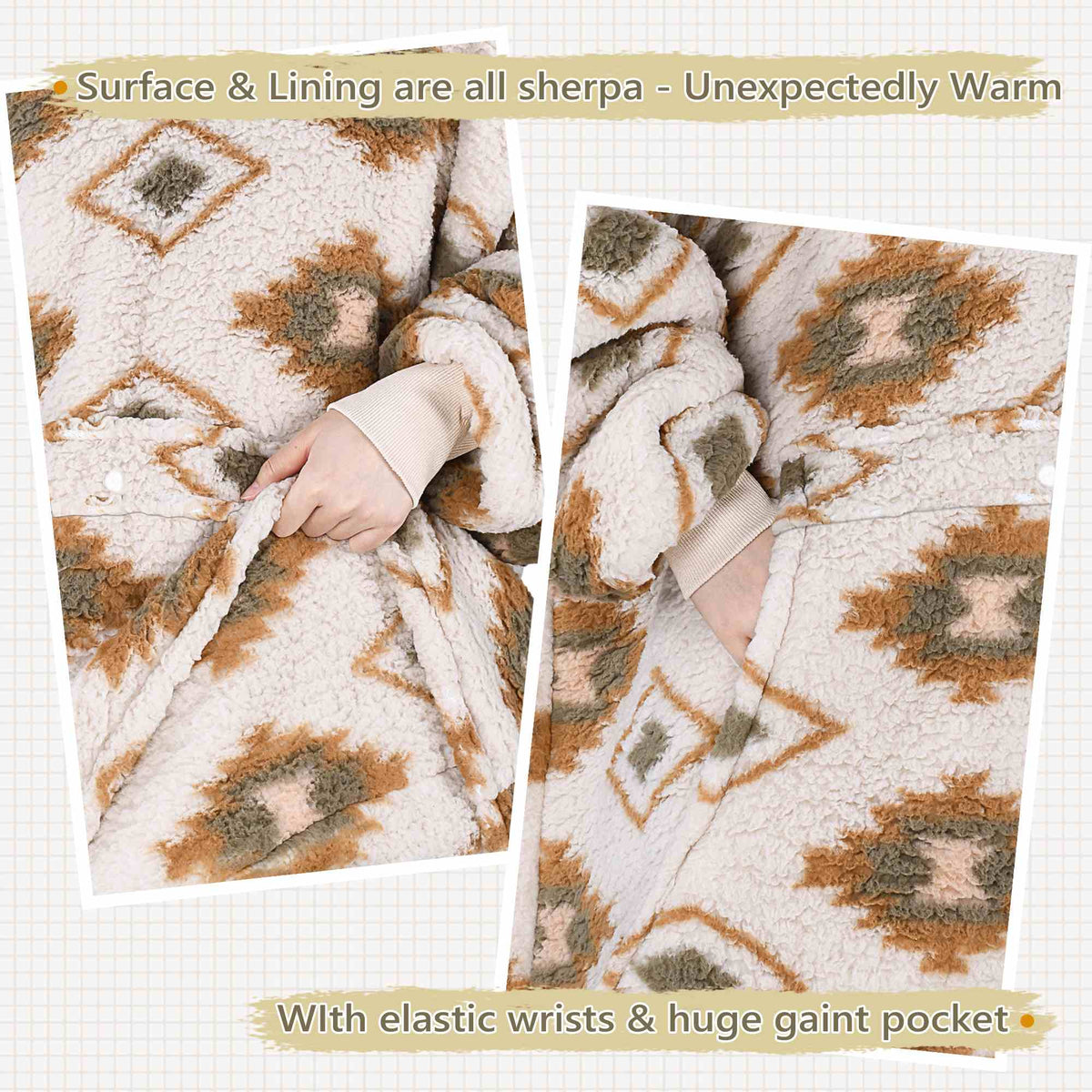 Plaid Oversized Single Layer Hoodie Blanket
