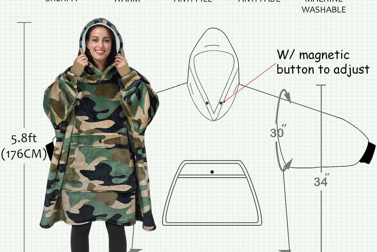 Camo Oversized Hoodie Blanket detail view