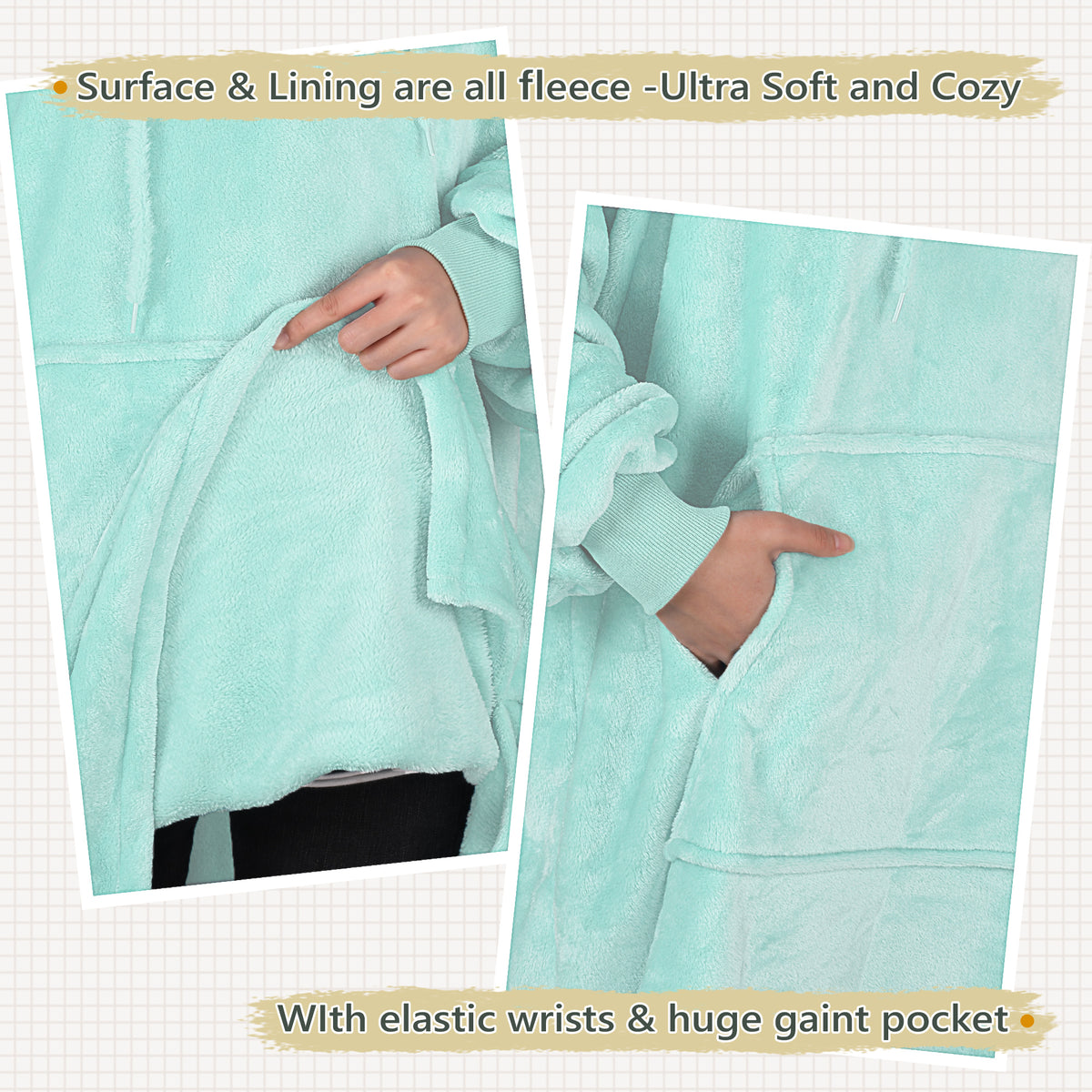 Fleece Oversize Blanket Sweatshirt Dress Thin style