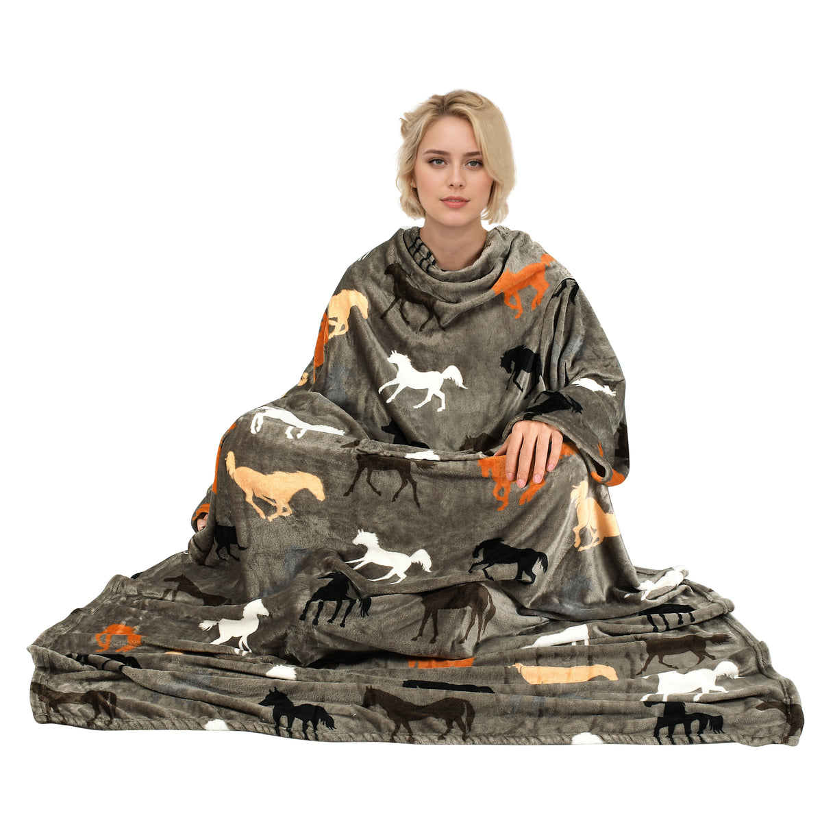Brown Taup Horse Wearable Blanket Single Layer