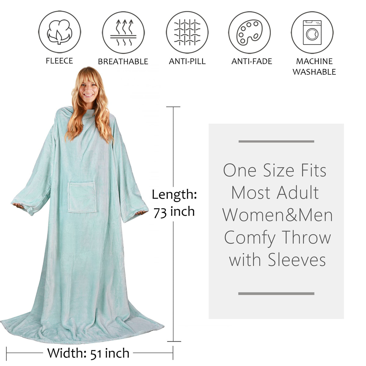 Light Color Fleece Wearable Blanket