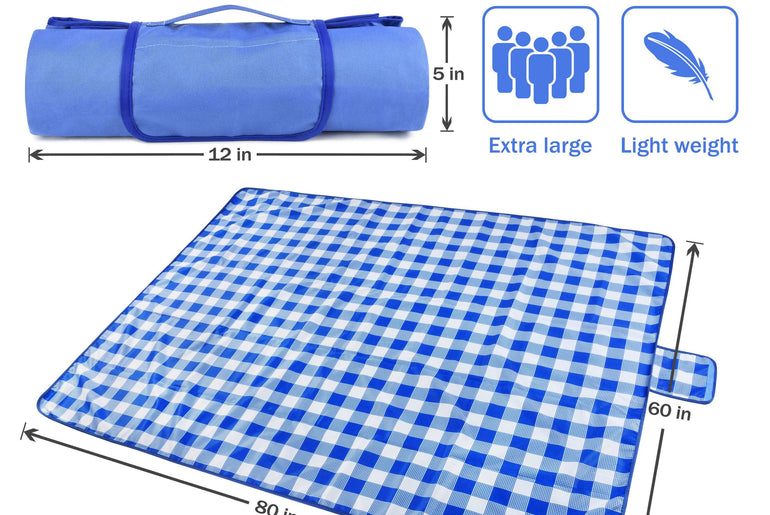 Summer Warp Knit Fabric Waterproof Beach Blanket, 60”x 80”