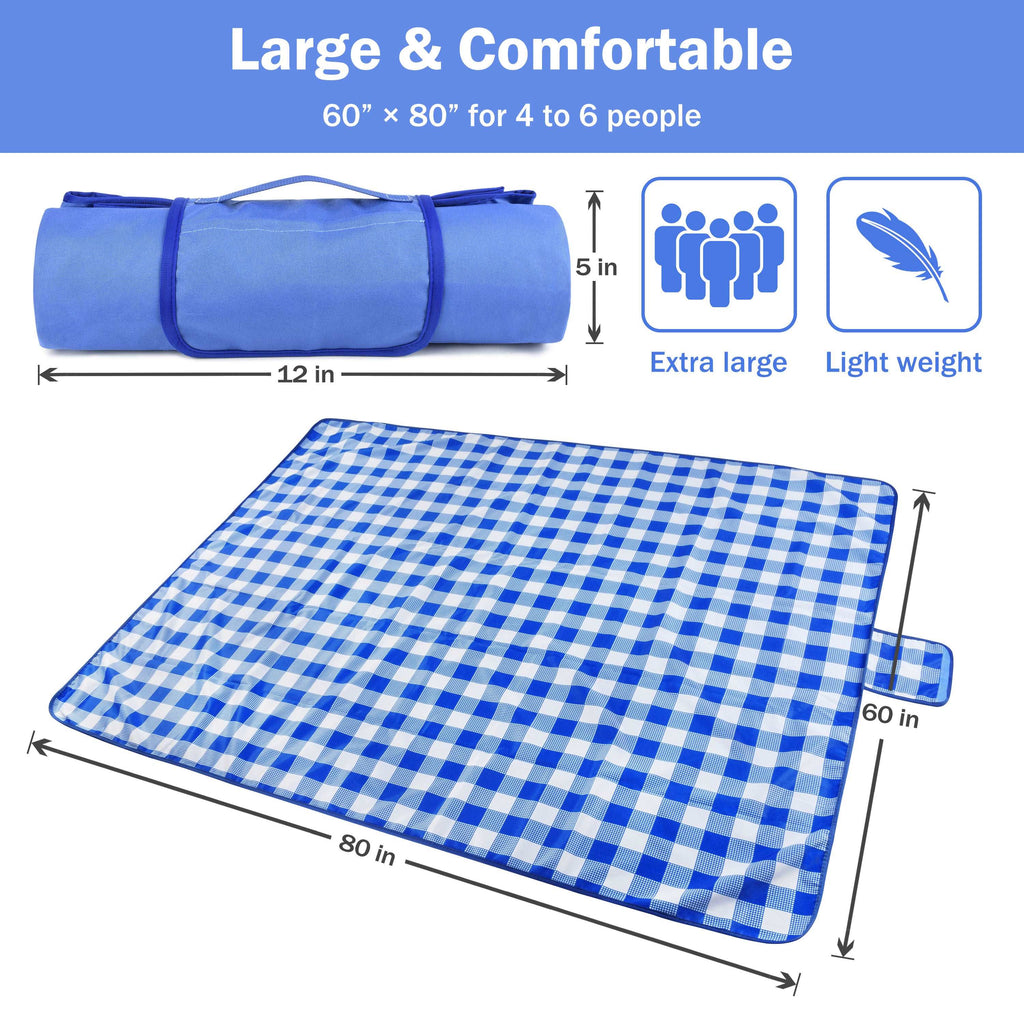 Summer Warp Knit Fabric Waterproof Beach Blanket, 60”x 80”