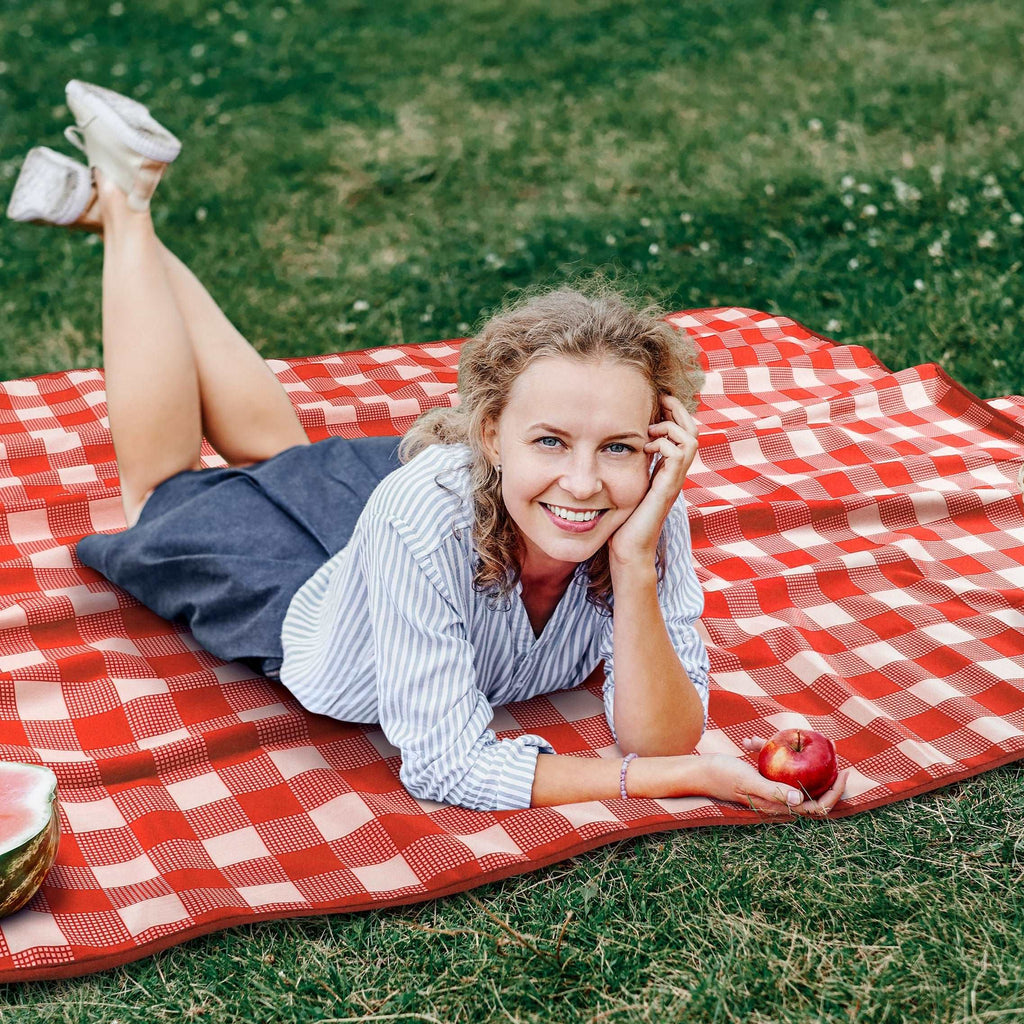 Summer Warp Knit Fabric Waterproof Beach Blanket, 60”x 80”