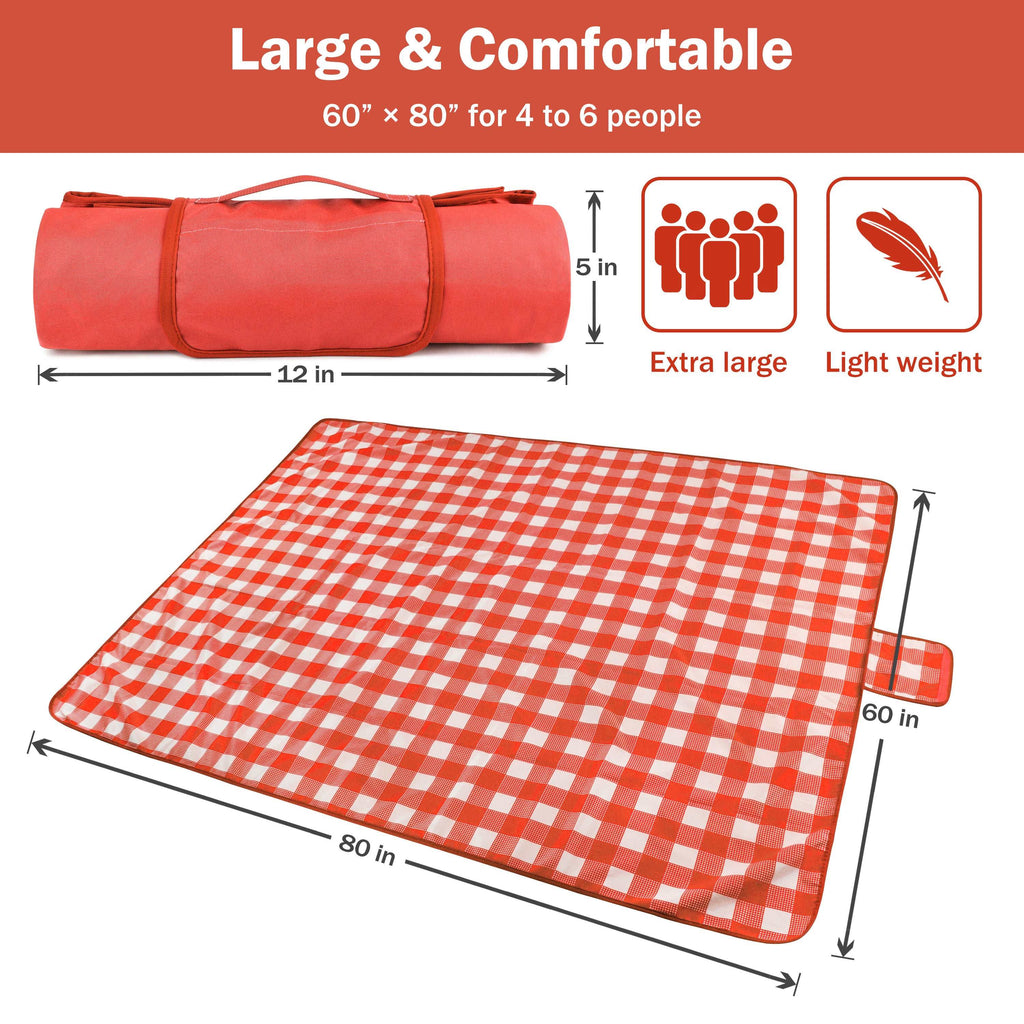 Summer Warp Knit Fabric Waterproof Beach Blanket, 60”x 80”