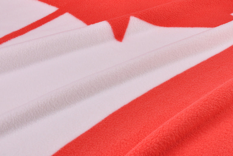 Cozy and Lightweight Canadian flag Plush Fuzzy Blanket side view