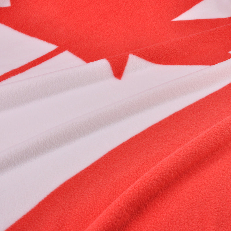 Cozy and Lightweight Canadian flag Plush Fuzzy Blanket side view