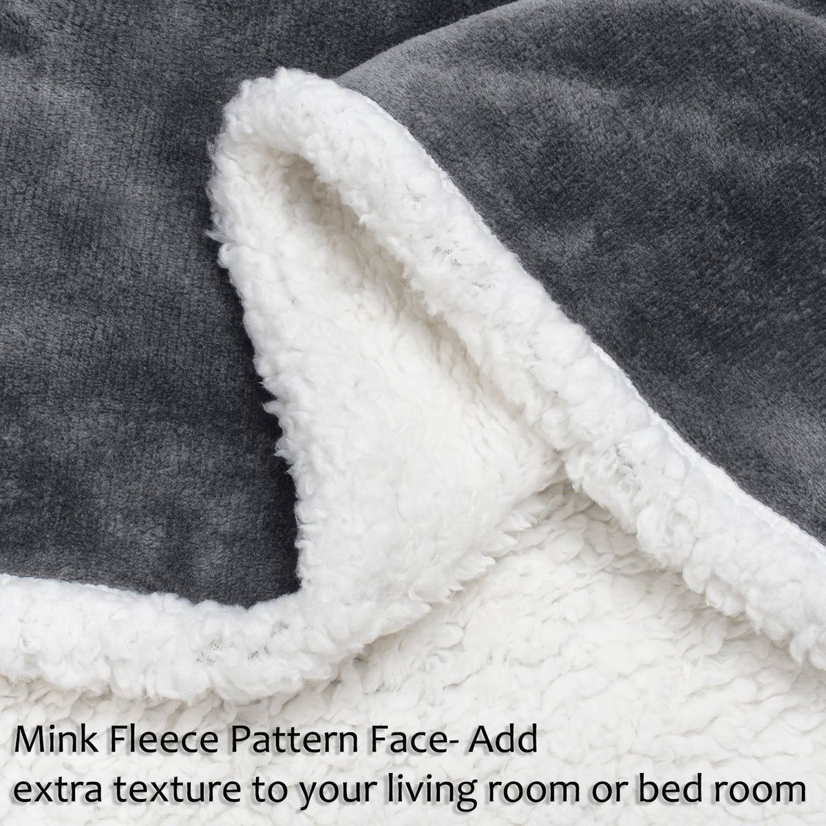Queen Size Sherpa Throw Blanket front view