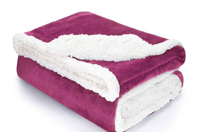 Violet Red Sherpa Throw Blanket
