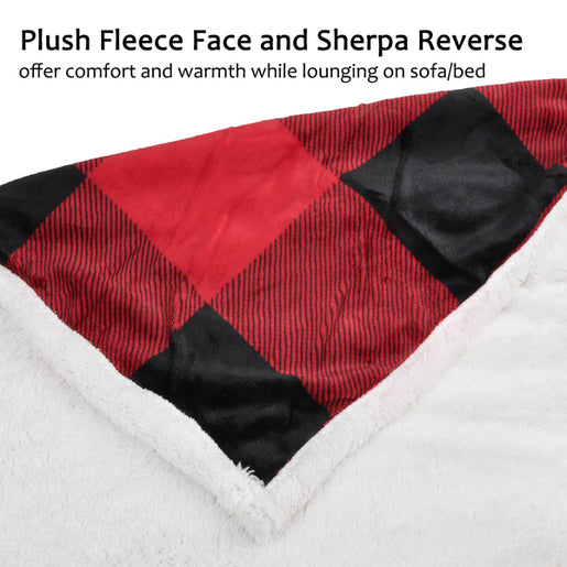 Plaid Red Sherpa Throw TV Blanket for Christmas