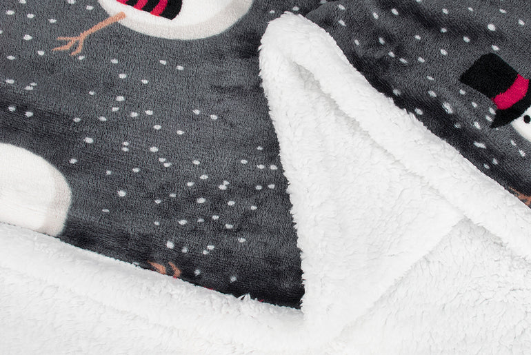 SnowMan Sherpa Throw Blanket