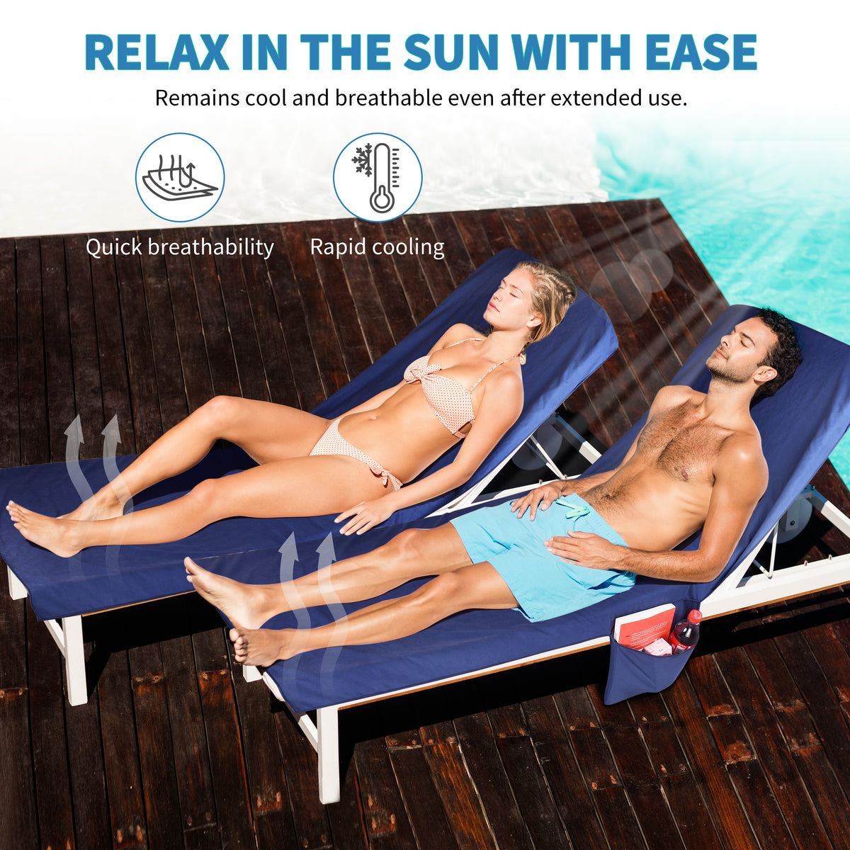 Tirrinia Portable Beach Lounge Chair Cover for Summer 31 x 73 front view