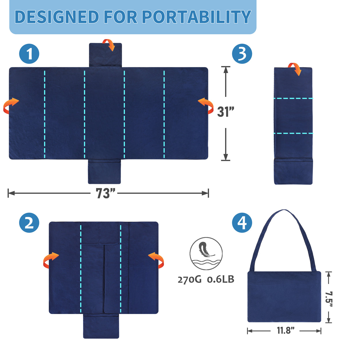 Tirrinia Portable Beach Lounge Chair Cover for Summer 31 x 73 product image 6