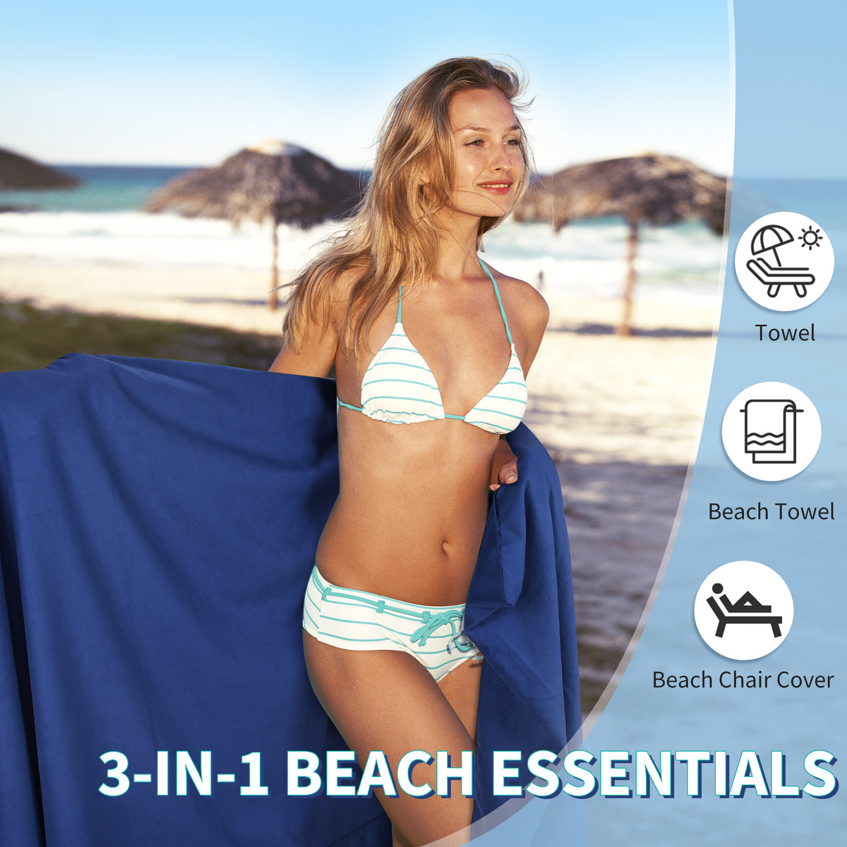 Tirrinia Portable Beach Lounge Chair Cover for Summer 31 x 73 back view